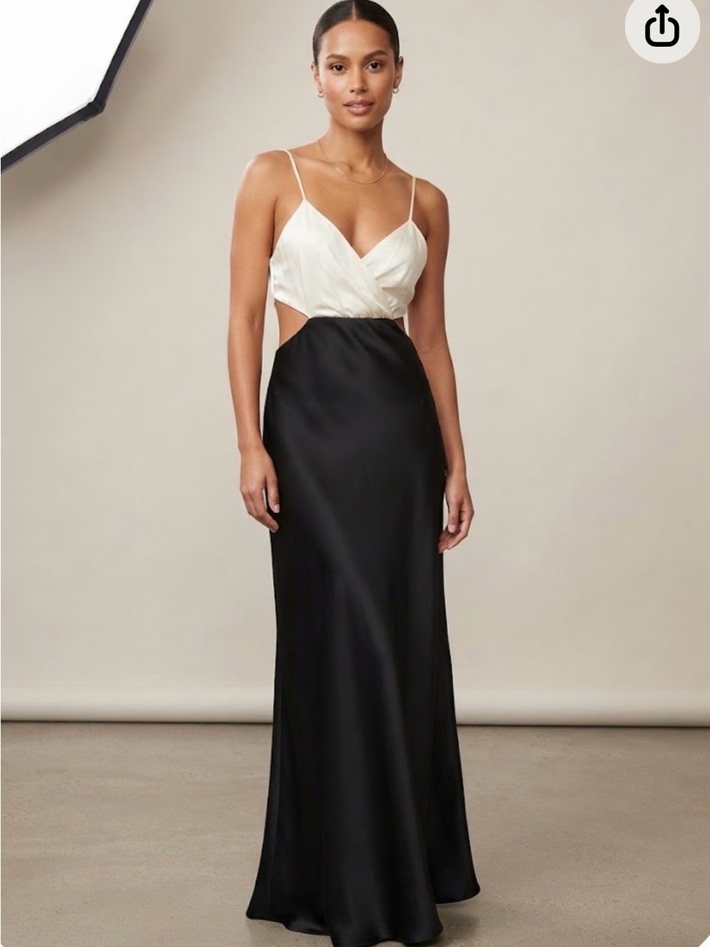 Abercrombie & Fitch Black and Cream Satin Cutout Maxi Dress